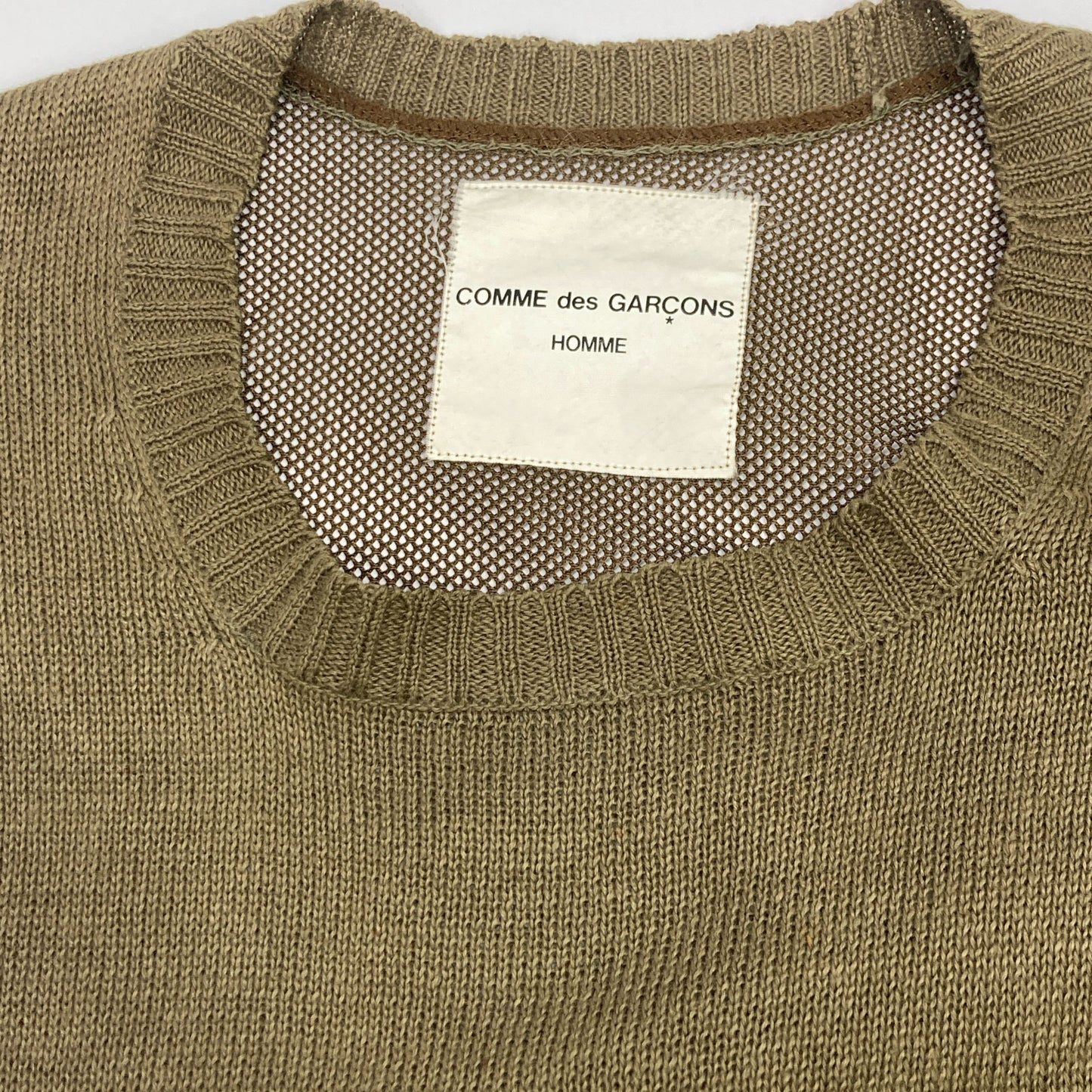 COMMEdesGARCONS HOMME コムデギャルソンオム IN-100030 ｶｰｷ ﾘﾈﾝ ﾒｯｼｭ ﾆｯﾄ 切り替えｾｰﾀｰ トップス 表記無し