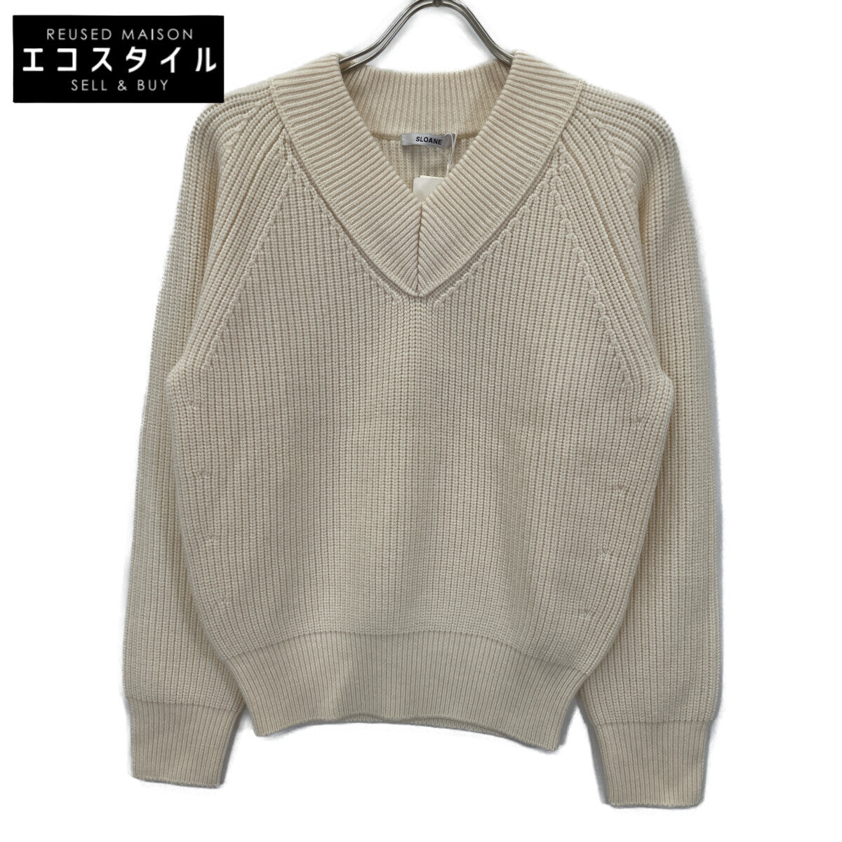 SLOANE スローン 【新品同様】SL4W-084 5Gメリノウール畦編み Vネック 長袖ニットセーター/ トップス 1