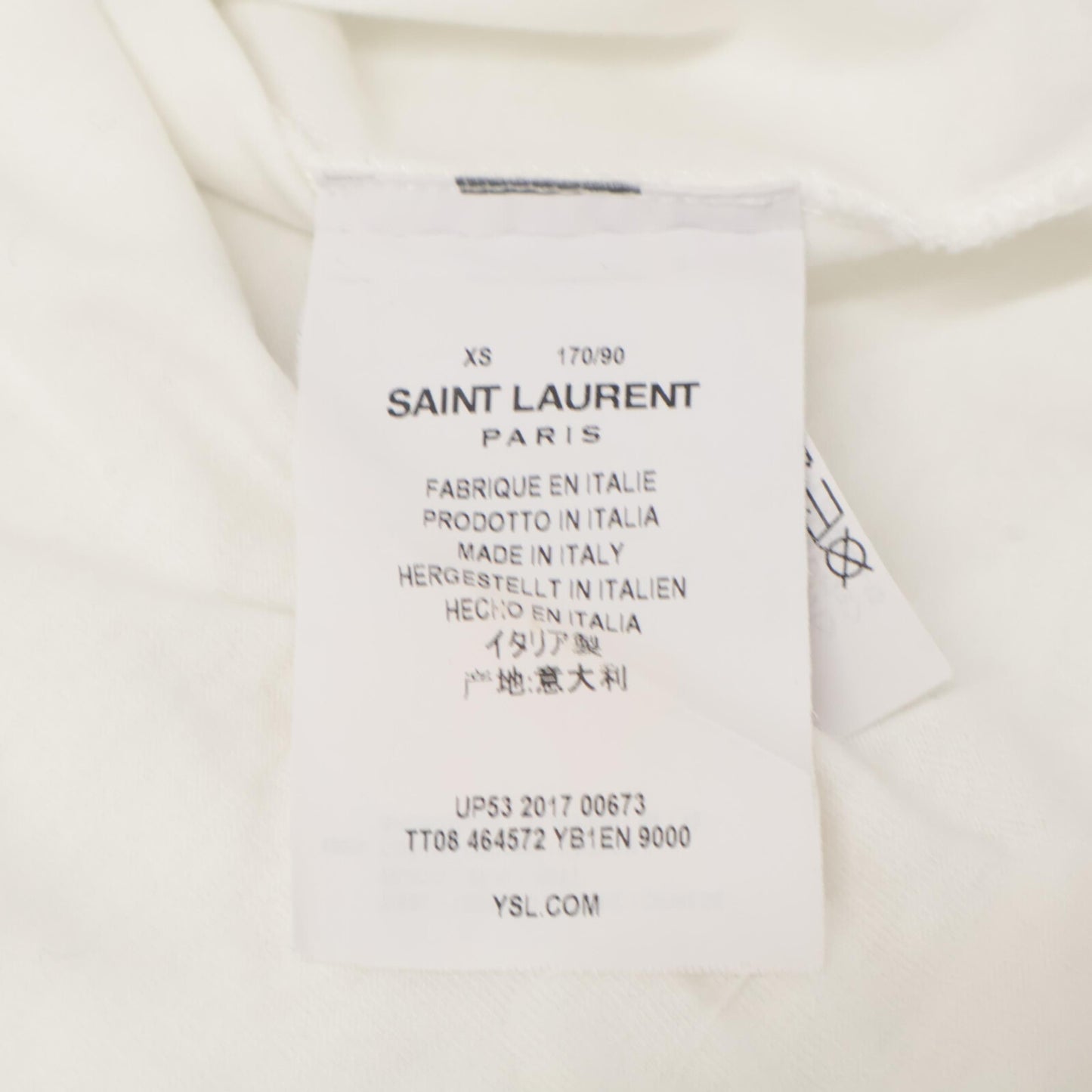 SAINT LAURENT PARIS サンローランパリ 17年 464572 ﾎﾜｲﾄ ｺｯﾄﾝ ﾛｺﾞ Tｼｬﾂ トップス XS