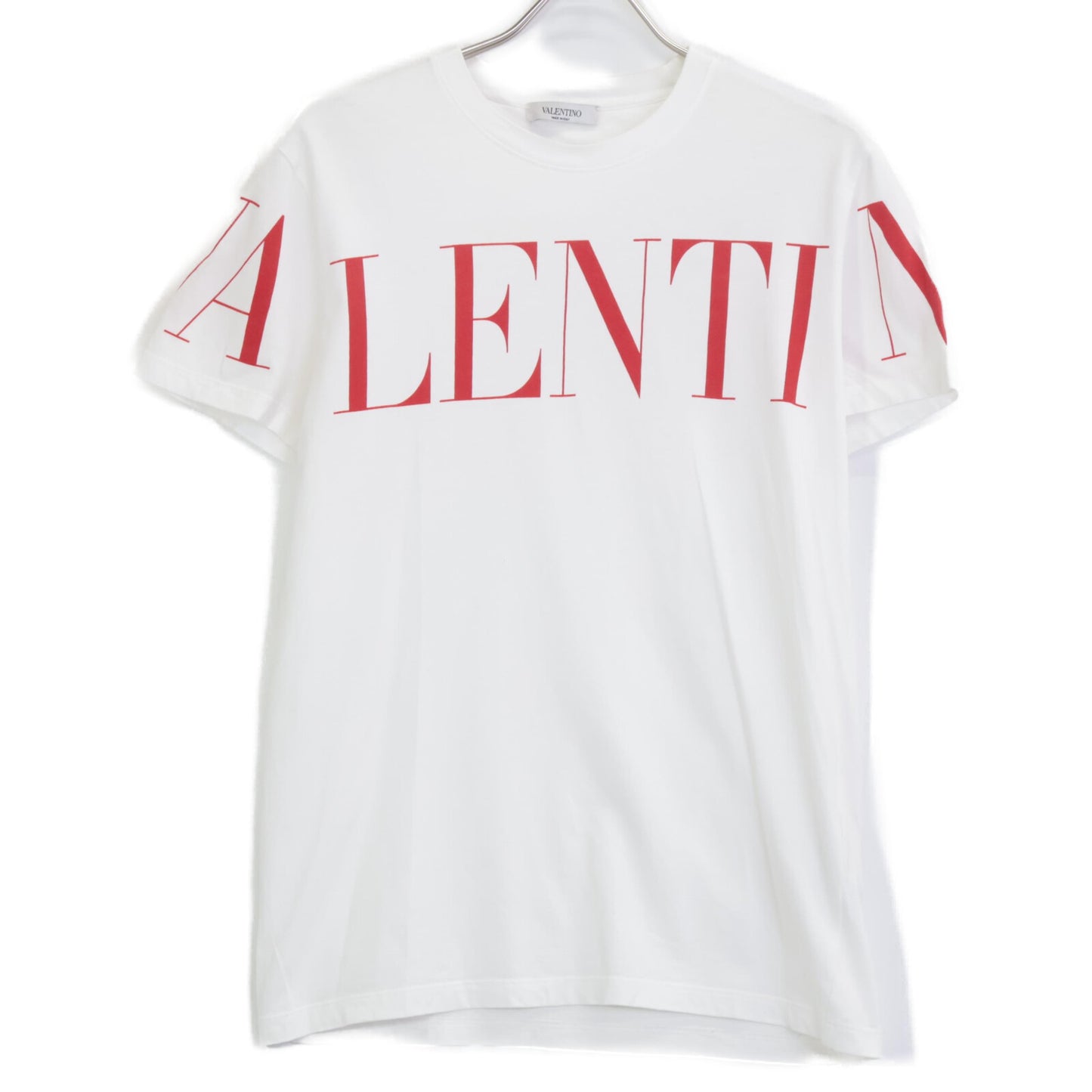 VALENTINO ヴァレンティノ 19年 SV3MG03B5FN ﾎﾜｲﾄ×ﾚｯﾄﾞ ﾛｺﾞ Tｼｬﾂ トップス XS