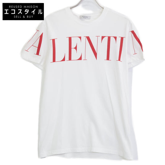 VALENTINO ヴァレンティノ 19年 SV3MG03B5FN ﾎﾜｲﾄ×ﾚｯﾄﾞ ﾛｺﾞ Tｼｬﾂ トップス XS