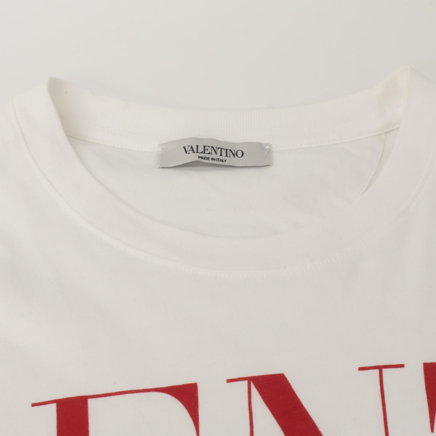 VALENTINO ヴァレンティノ 19年 SV3MG03B5FN ﾎﾜｲﾄ×ﾚｯﾄﾞ ﾛｺﾞ Tｼｬﾂ トップス XS