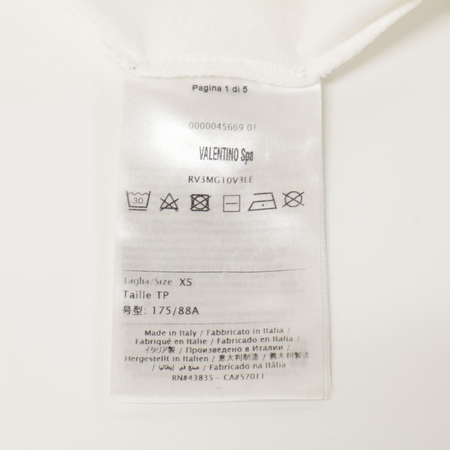 VALENTINO ヴァレンティノ RV3MG10V3LE ﾎﾜｲﾄ ﾛｺﾞ Tｼｬﾂ トップス XS