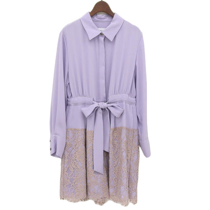 ADELLY アデリ― 美品 トリアセテート シャツスタイル オールインワン レディース ライトパープル ADL10-391 ワンピース ―