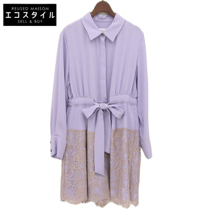 ADELLY アデリ― 美品 トリアセテート シャツスタイル オールインワン レディース ライトパープル ADL10-391 ワンピース ―