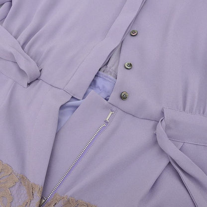 ADELLY アデリ― 美品 トリアセテート シャツスタイル オールインワン レディース ライトパープル ADL10-391 ワンピース ―