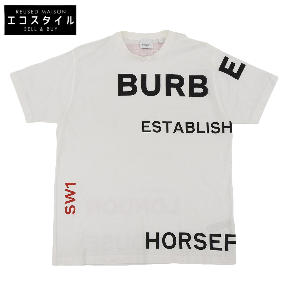 BURBERRY バーバリー 美品 コットン ホースフェリー プリント オーバーサイズ Tシャツ トップス メンズ ホワイト S BU5274EU00301 トップス S