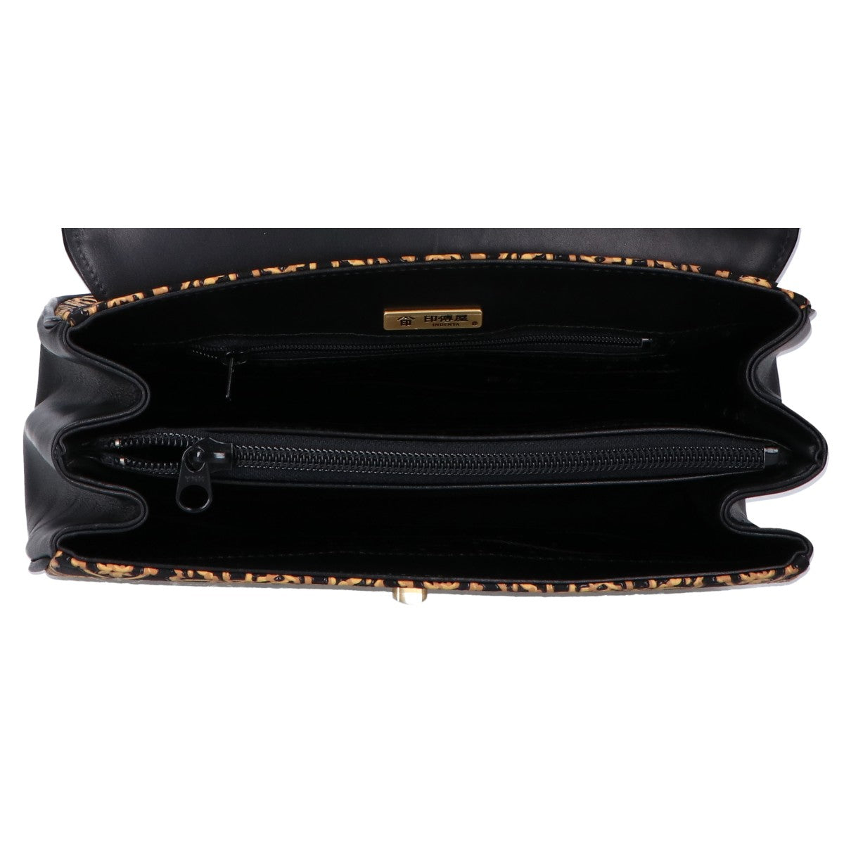 印傳屋 レザー キナート ターンロック フラップ ハンドバッグ