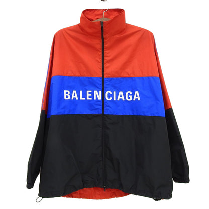 BALENCIAGA バレンシアガ 美品 ロゴプリント オーバーサイズ ジップアップ ポプリンジャケット メンズ マルチカラー 46 534317 ジャケット 46