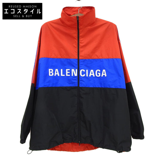 BALENCIAGA バレンシアガ 美品 ロゴプリント オーバーサイズ ジップアップ ポプリンジャケット メンズ マルチカラー 46 534317 ジャケット 46