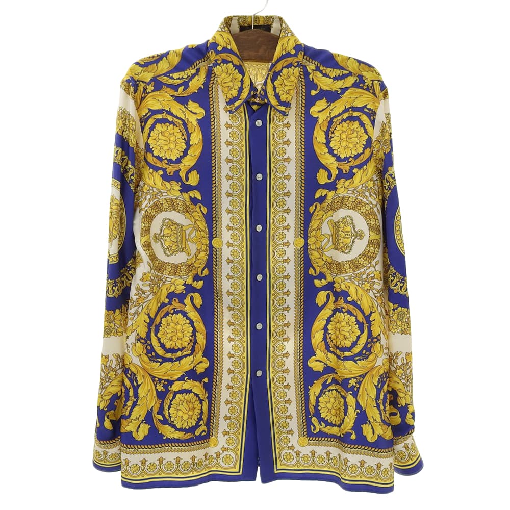 Versace ヴェルサーチ バロック柄 総柄 シルク シャツ トップス メンズ マルチカラー 40 A230628 トップス 40