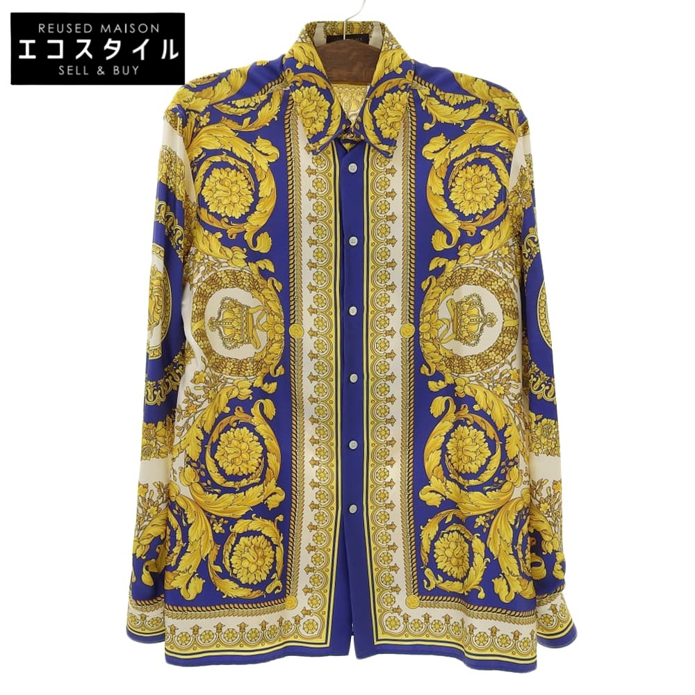 Versace ヴェルサーチ バロック柄 総柄 シルク シャツ トップス メンズ マルチカラー 40 A230628 トップス 40