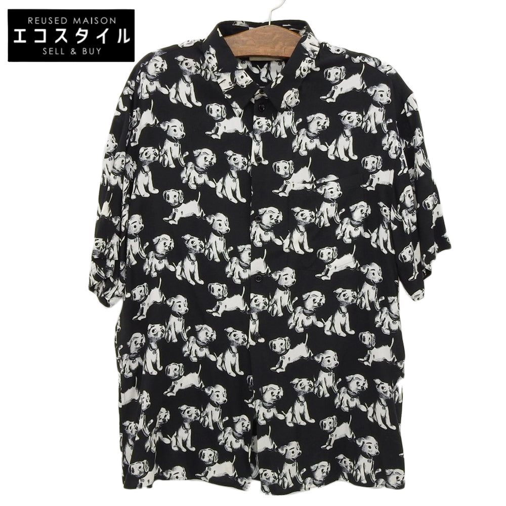 CELINE セリーヌ 総柄 犬 シャツ トップス メンズ ブラック/ホワイト 38 2C717307Q トップス 38