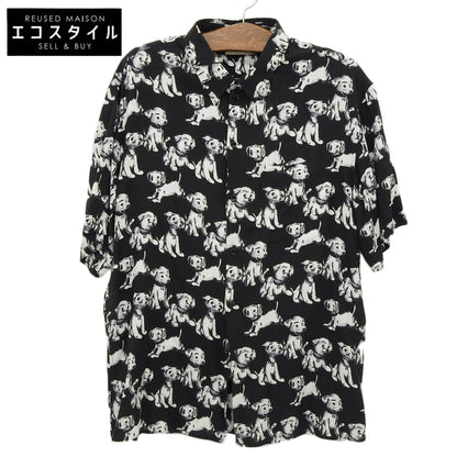CELINE セリーヌ 総柄 犬 シャツ トップス メンズ ブラック/ホワイト 38 2C717307Q トップス 38