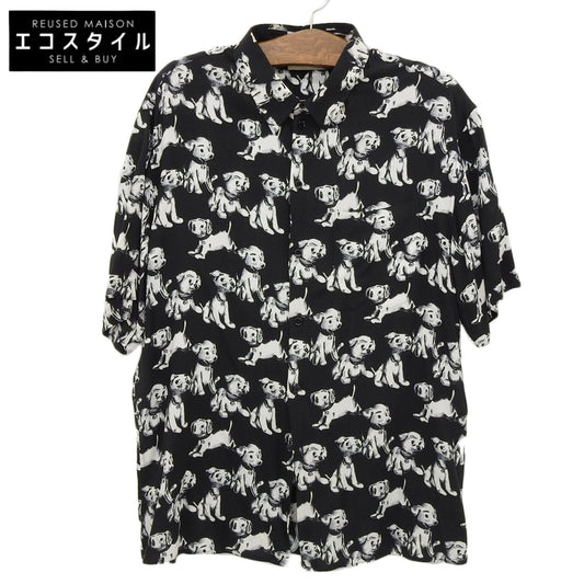 CELINE セリーヌ 総柄 犬 シャツ トップス メンズ ブラック/ホワイト 38 2C717307Q トップス 38