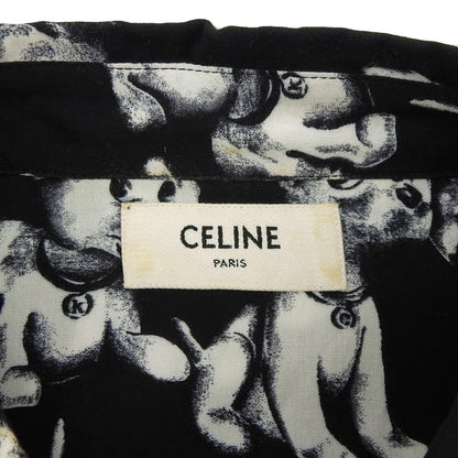 CELINE セリーヌ 総柄 犬 シャツ トップス メンズ ブラック/ホワイト 38 2C717307Q トップス 38