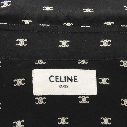 CELINE セリーヌ トリオンフ柄 ビスコース 長袖シャツ トップス メンズ ブラック 38 2C813387Z トップス 38
