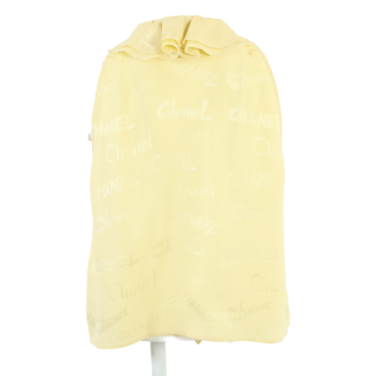 CHANEL シャネル 美品 22SS P72306V63957 シルク ロゴ総柄 ノースリーブ フリル ブラウス 40