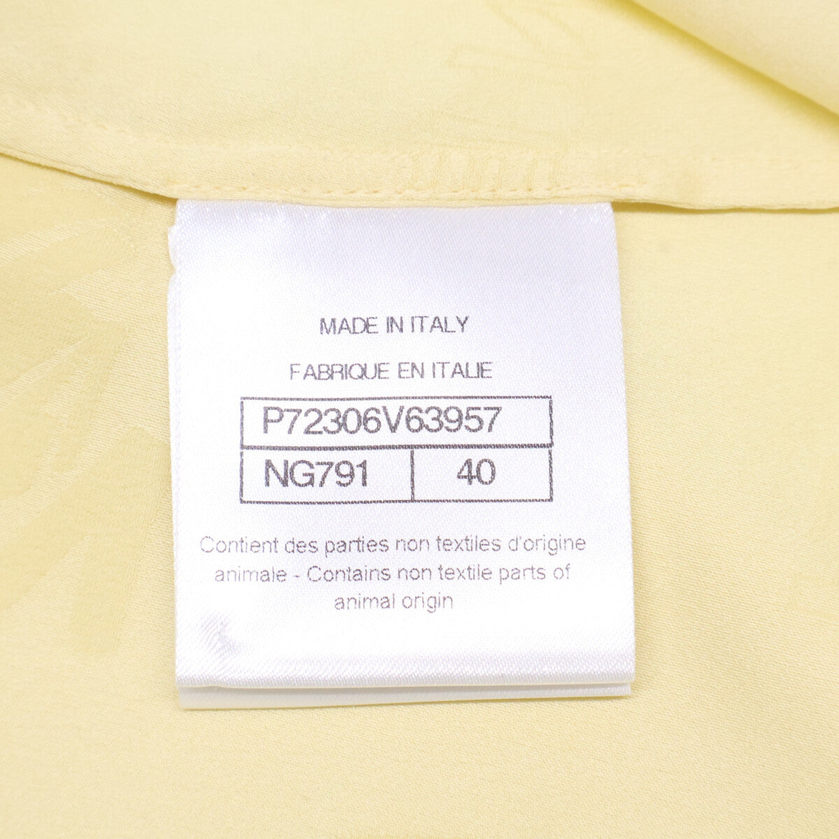 CHANEL シャネル 美品 22SS P72306V63957 シルク ロゴ総柄 ノースリーブ フリル ブラウス 40