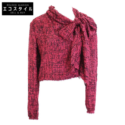 CHANEL シャネル 22AW P73159V64621 ツイードシルク ボウタイ バックボタン ブラウス トップス 36