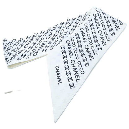 CHANEL シャネル 美品 25SS シルク ココマーク＆ロゴ ツイリー スカーフ