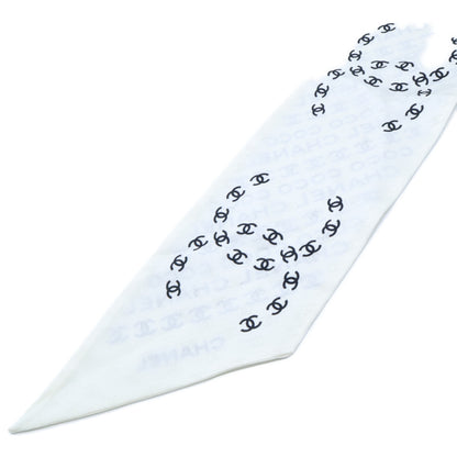 CHANEL シャネル 美品 25SS シルク ココマーク＆ロゴ ツイリー スカーフ