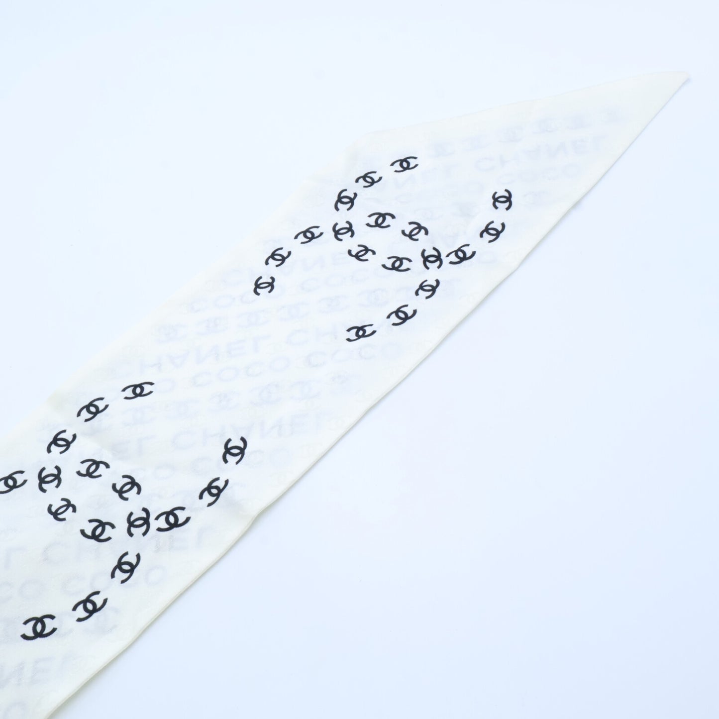 CHANEL シャネル 美品 25SS シルク ココマーク＆ロゴ ツイリー スカーフ