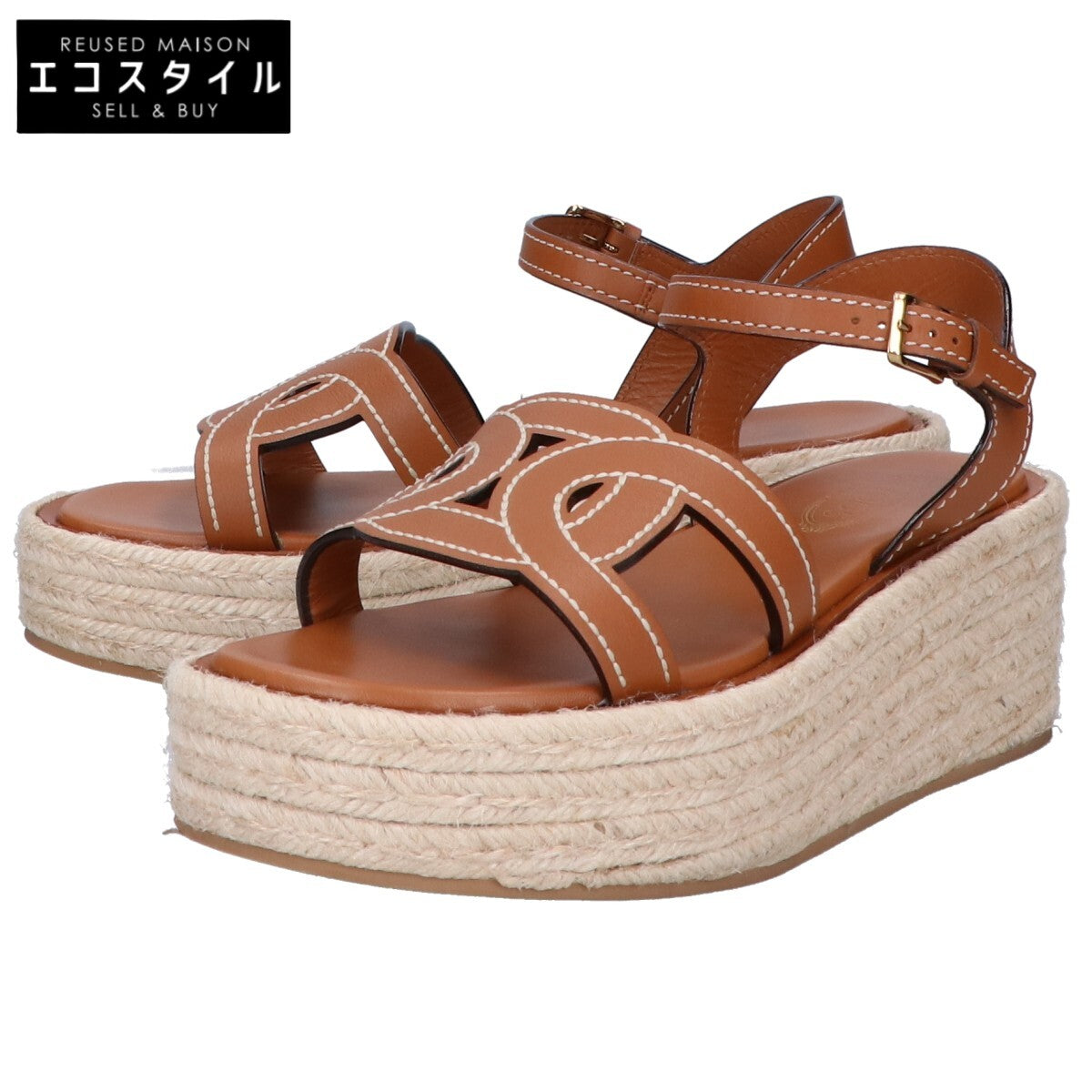 TOD'S トッズ 美品 XXW17L0IJ00MIDS410 厚底 ロゴ ケイト ウェッジサンダル サンダル 36