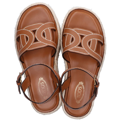 TOD'S トッズ 美品 XXW17L0IJ00MIDS410 厚底 ロゴ ケイト ウェッジサンダル サンダル 36