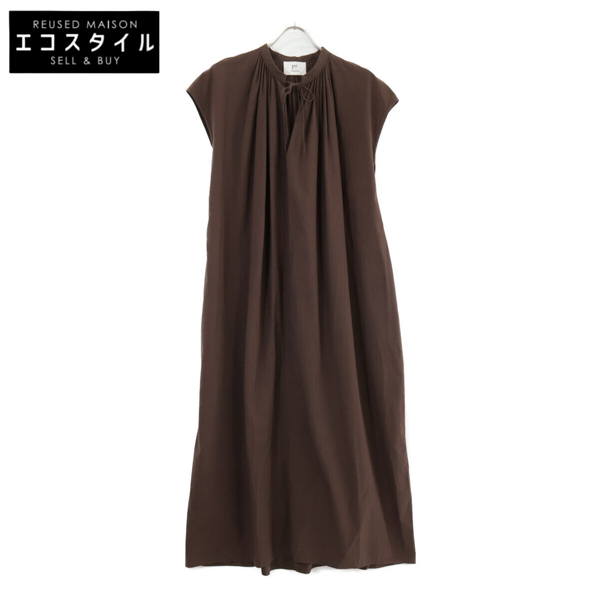 1er Arrondissement プルミエ アロンディスモン B1043AFA011 ﾌﾞﾗｳﾝ ﾀｲﾌﾟﾗｲﾀｰｶﾌﾀﾝﾜﾝﾋﾟｰｽ ワンピース 36