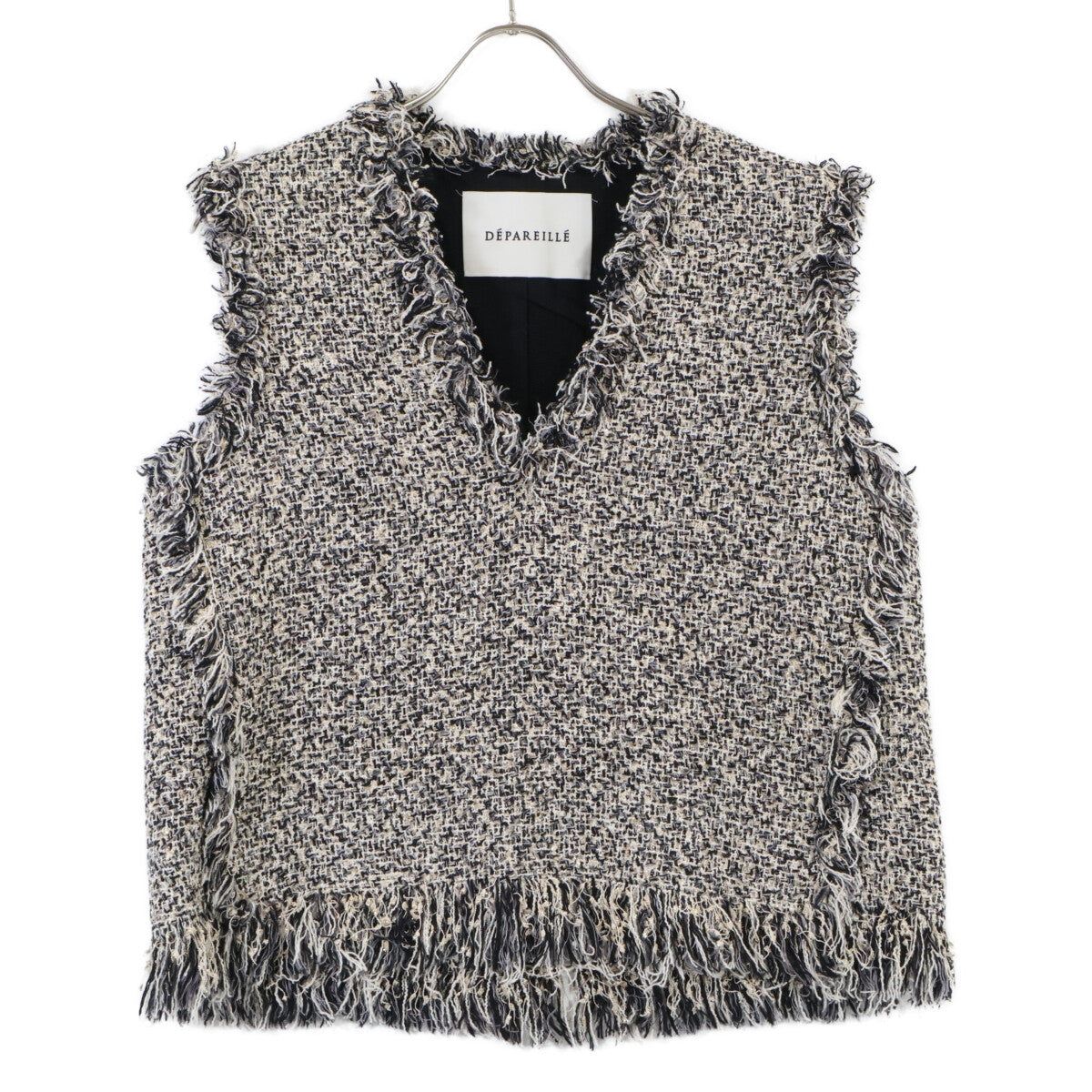 DPAREILL デパリエ B1131AFV003 ﾌﾞﾗｯｸ×ﾎﾜｲﾄ ﾂｲｰﾄﾞ ﾍﾞｽﾄ ベスト 38