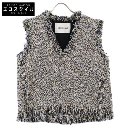 DPAREILL デパリエ B1131AFV003 ﾌﾞﾗｯｸ×ﾎﾜｲﾄ ﾂｲｰﾄﾞ ﾍﾞｽﾄ ベスト 38