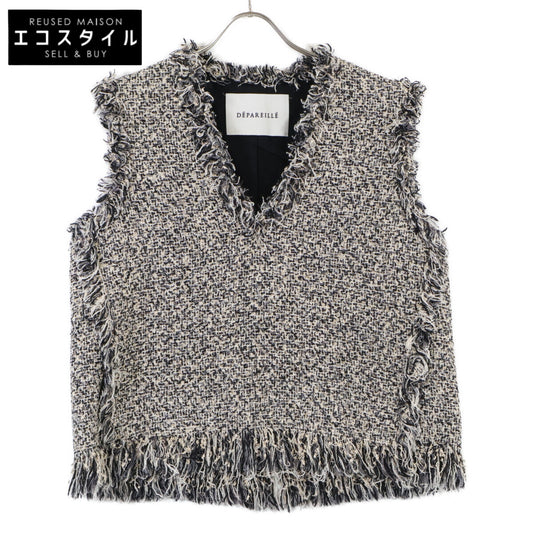 DPAREILL デパリエ B1131AFV003 ﾌﾞﾗｯｸ×ﾎﾜｲﾄ ﾂｲｰﾄﾞ ﾍﾞｽﾄ ベスト 38