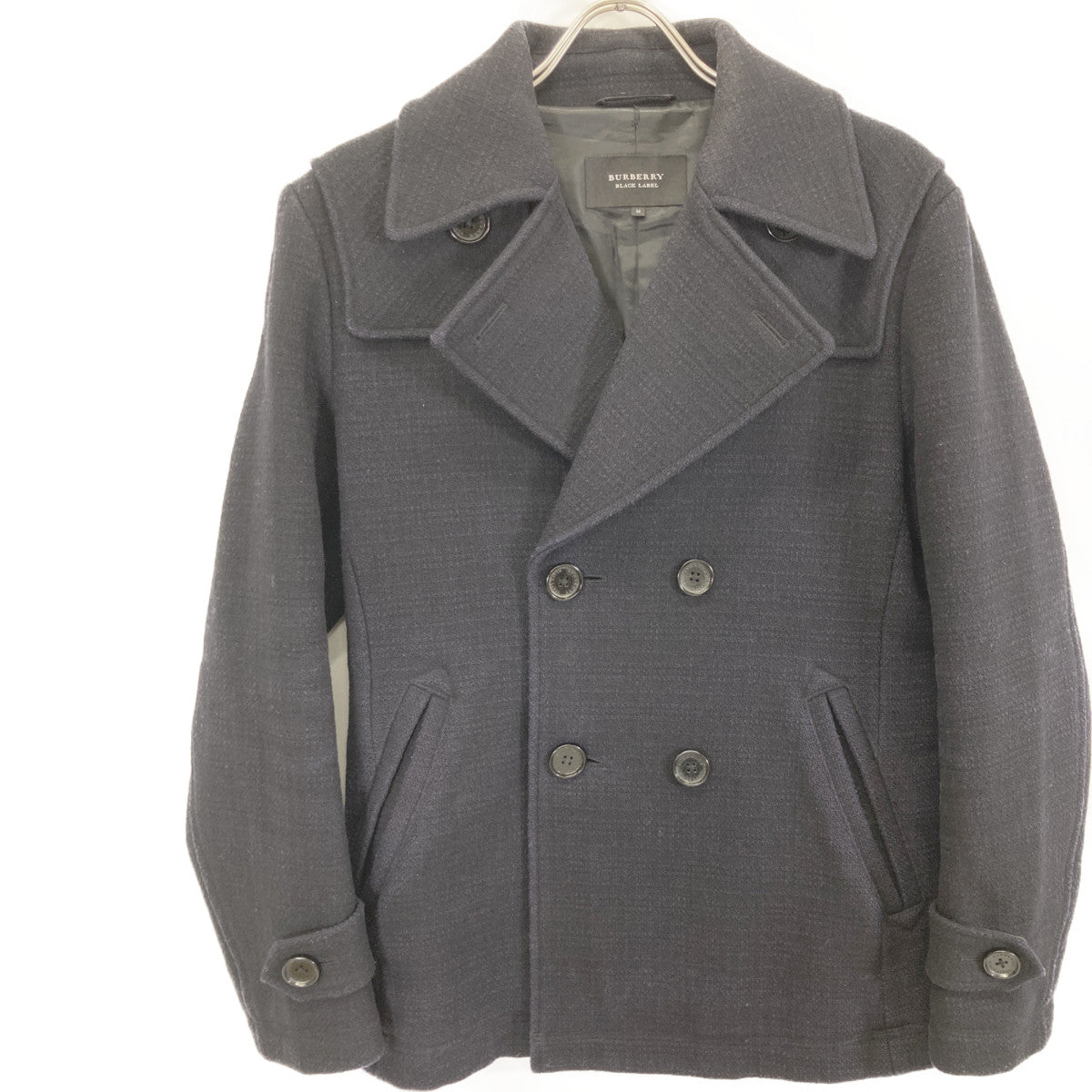 BURBERRY BLACK LABEL バーバリーブラックレーベル D1F70-213-28 ﾈｲﾋﾞｰ ｳｰﾙ Pｺｰﾄ コート M