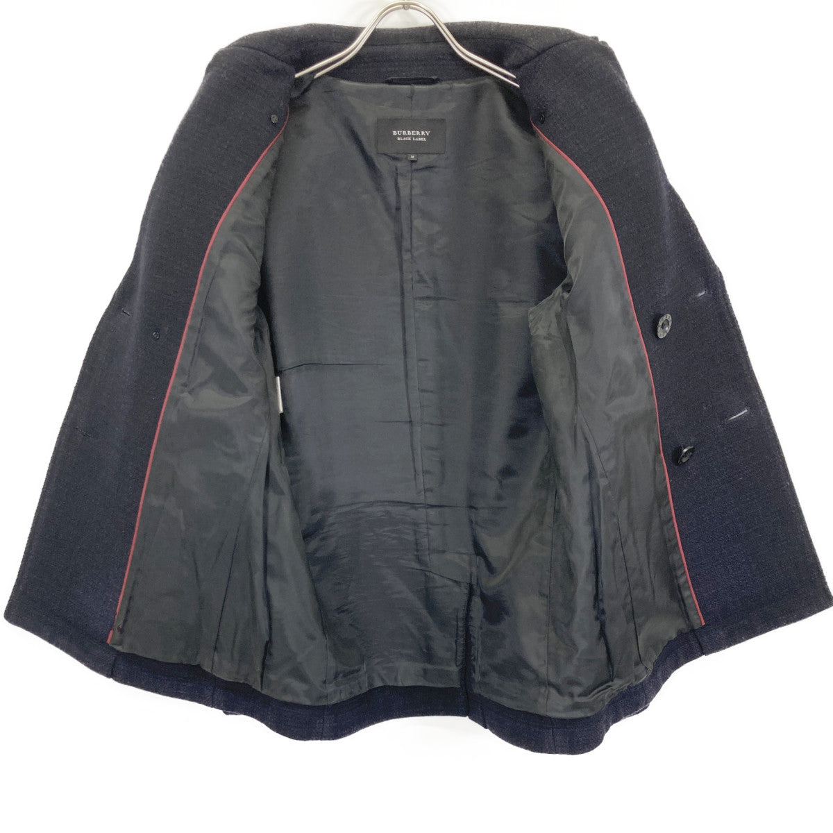 BURBERRY BLACK LABEL バーバリーブラックレーベル D1F70-213-28 ﾈｲﾋﾞｰ ｳｰﾙ Pｺｰﾄ コート M