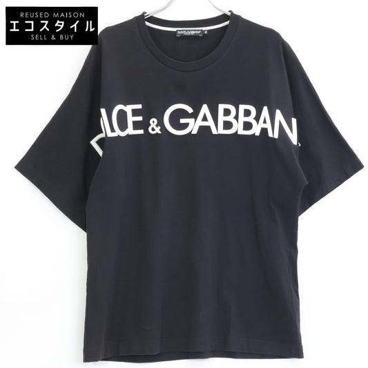 DOLCE&GABBANA ドルチェアンドガッバーナ G8PC4Z HU7MA ﾌﾞﾗｯｸ ｼﾘｺﾝﾋﾞｯｸﾞﾛｺﾞ 半袖 Tｼｬﾂ スカート 46