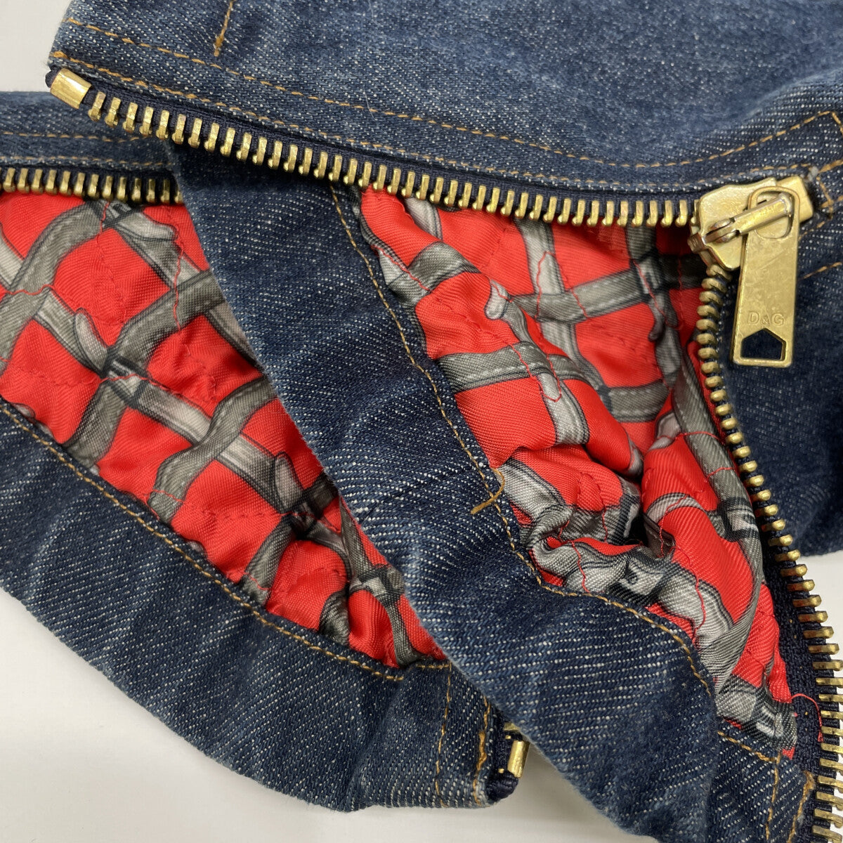 D&G ディーアンドジー ｲﾝﾃﾞｨｺﾞ ﾃﾞﾆﾑ ｺﾞｰﾙﾄﾞ金具 ｲﾀﾘｱ製 ﾄﾚﾝﾁｺｰﾄ コート S