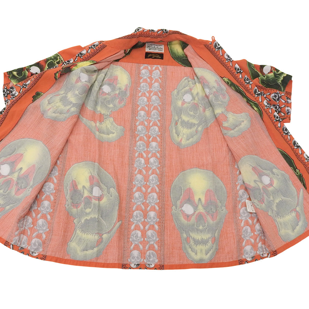 WACKO MARIA ワコマリア 美品 56 TATTOO STUDIO S/S HAWAIIAN SHIRT トップス メンズ オレンジ M 21SS トップス M