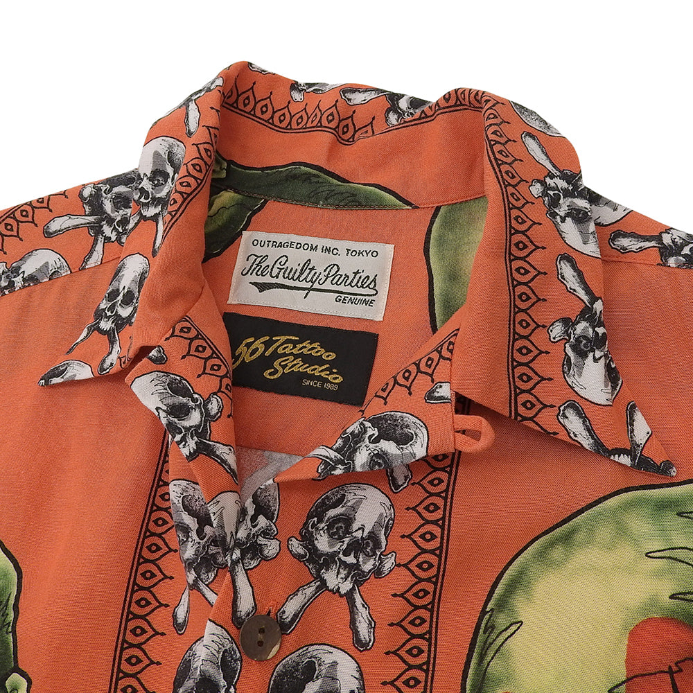WACKO MARIA ワコマリア 美品 56 TATTOO STUDIO S/S HAWAIIAN SHIRT トップス メンズ オレンジ M 21SS トップス M