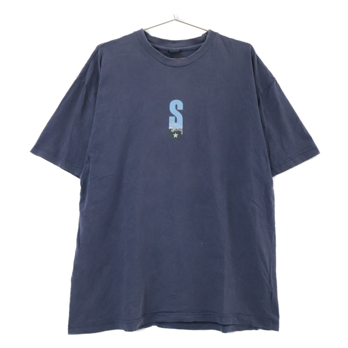 STUSSY ステューシー 90'sﾀｸﾞ ﾈｲﾋﾞｰ ﾌﾟﾘﾝﾄ ｺｯﾄﾝ Tｼｬﾂ トップス L