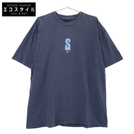STUSSY ステューシー 90'sﾀｸﾞ ﾈｲﾋﾞｰ ﾌﾟﾘﾝﾄ ｺｯﾄﾝ Tｼｬﾂ トップス L