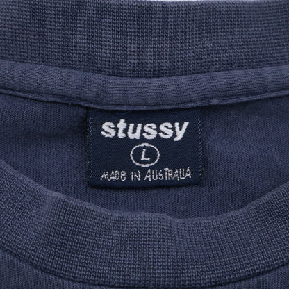 STUSSY ステューシー 90'sﾀｸﾞ ﾈｲﾋﾞｰ ﾌﾟﾘﾝﾄ ｺｯﾄﾝ Tｼｬﾂ トップス L