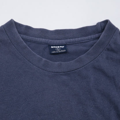 STUSSY ステューシー 90'sﾀｸﾞ ﾈｲﾋﾞｰ ﾌﾟﾘﾝﾄ ｺｯﾄﾝ Tｼｬﾂ トップス L