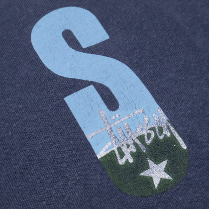 STUSSY ステューシー 90'sﾀｸﾞ ﾈｲﾋﾞｰ ﾌﾟﾘﾝﾄ ｺｯﾄﾝ Tｼｬﾂ トップス L