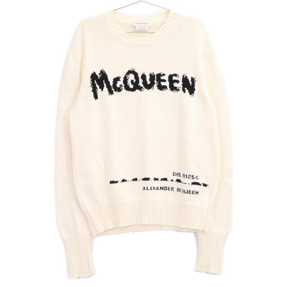 Alexander McQueen アレキサンダーマックイーン 626454 ｱｲﾎﾞﾘｰ ｸﾞﾗﾌｨｯﾄ ﾛｺﾞ ﾆｯﾄ トップス Ｍ