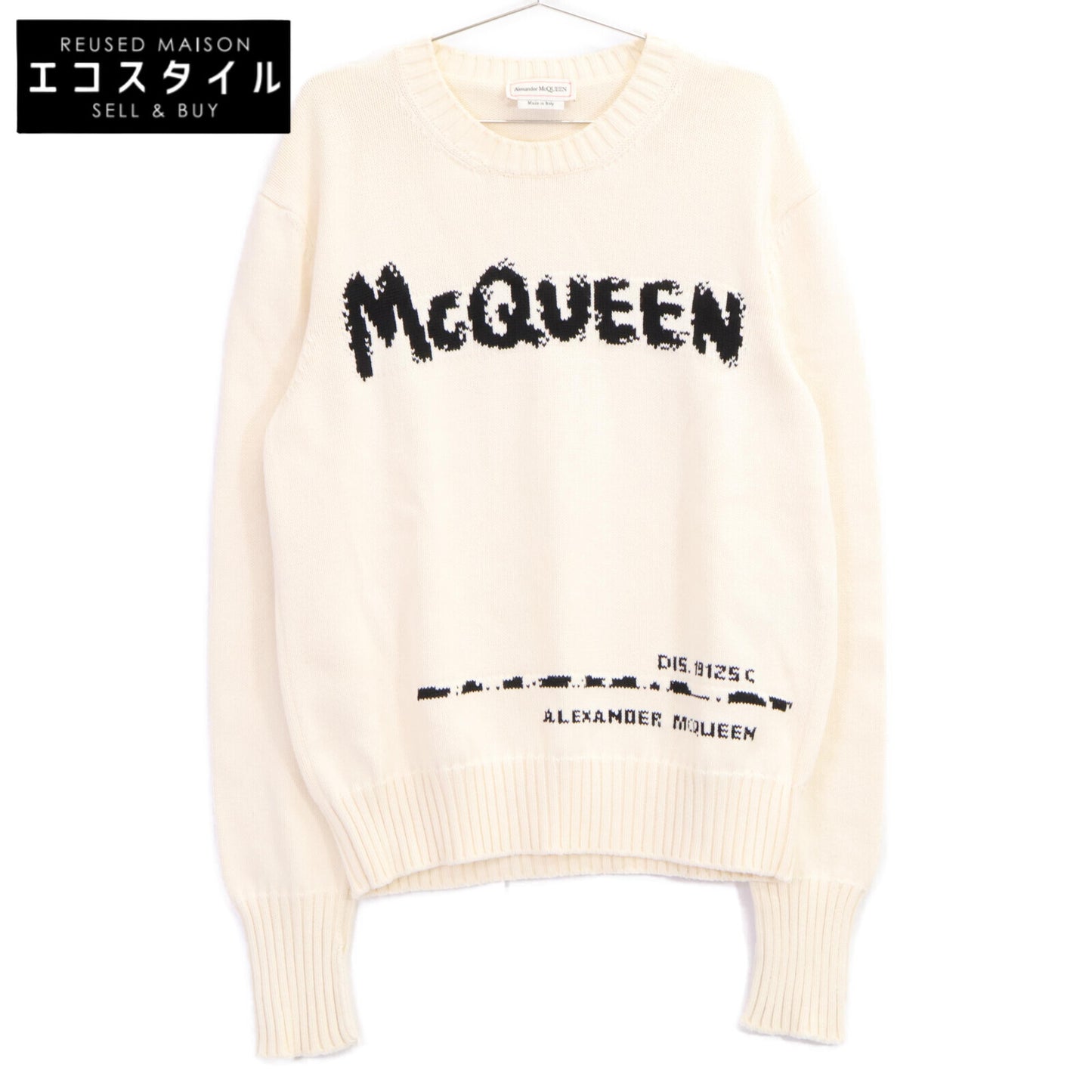 Alexander McQueen アレキサンダーマックイーン 626454 ｱｲﾎﾞﾘｰ ｸﾞﾗﾌｨｯﾄ ﾛｺﾞ ﾆｯﾄ トップス Ｍ