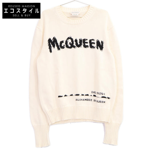 Alexander McQueen アレキサンダーマックイーン 626454 ｱｲﾎﾞﾘｰ ｸﾞﾗﾌｨｯﾄ ﾛｺﾞ ﾆｯﾄ トップス Ｍ