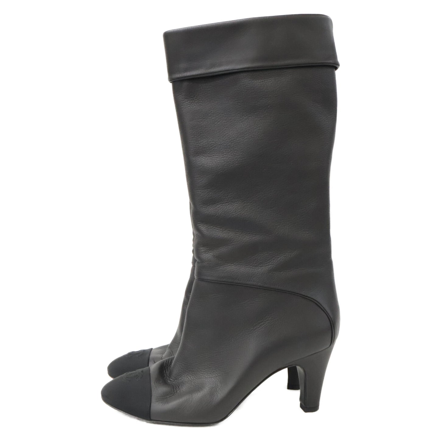 CHANEL シャネル 【美品】G36438 ココマーク レザー ヒール ロングブーツ/ シューズ 36 1/2