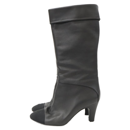 CHANEL シャネル 【美品】G36438 ココマーク レザー ヒール ロングブーツ/ シューズ 36 1/2