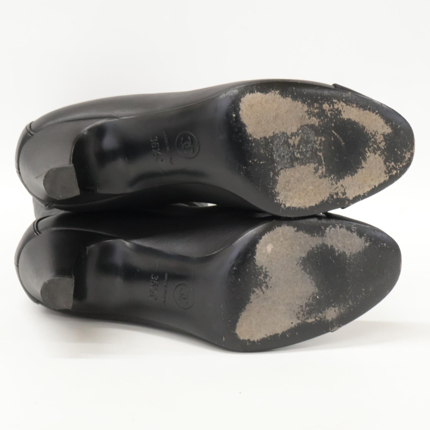 CHANEL シャネル 【美品】G36438 ココマーク レザー ヒール ロングブーツ/ シューズ 36 1/2